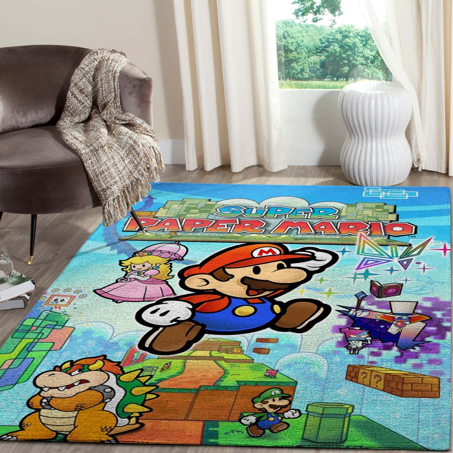 The 20 Rug Super Paper Mario Gaming Area Rugs Living Room Carpet FN041228 Christmas Gift Floor Decor