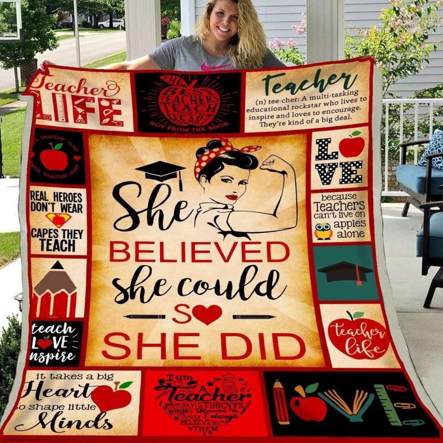 Blanket Gift For Teacher She Believed She Could So She Did