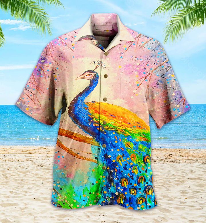 Peacock Painting Colorful Hawaii Shirt Ha14295