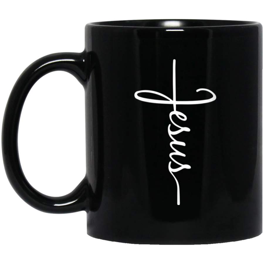 W Jesus Cross Christian for Women and Men, Believers 11oz 15oz Black Mug Happy Easter Day Funny Colors Eggs Bunny Ears Peeps Cute