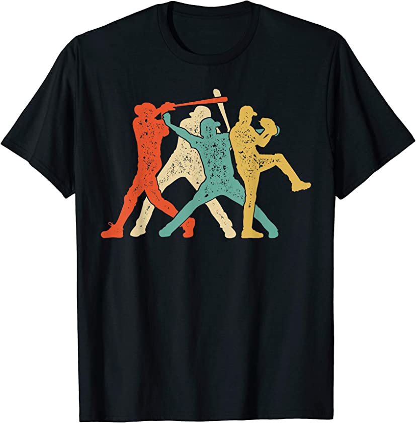 Baseball Retro Vintage T Shirt Catcher Pitcher Batter Boys T-Shirt