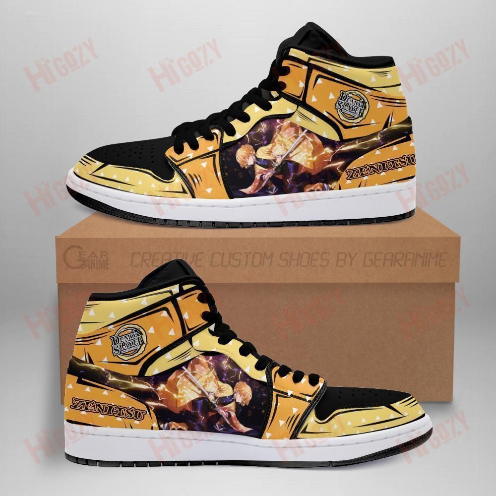 Zenitsu Sneakers Thunder Breathing Custom Anime Demon Slayer Shoes