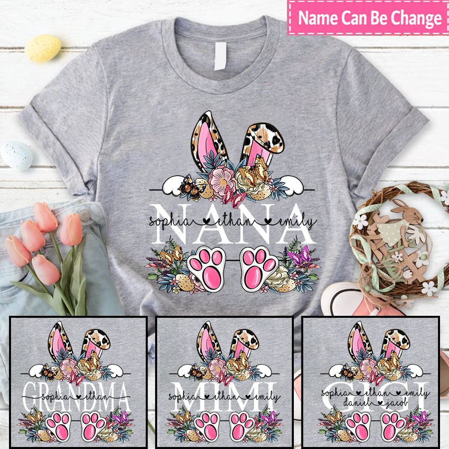 Leopard Bunny Nana And Kids, Custom Grandma Shirt, Mother Day Gift Cth01 T-Shirt