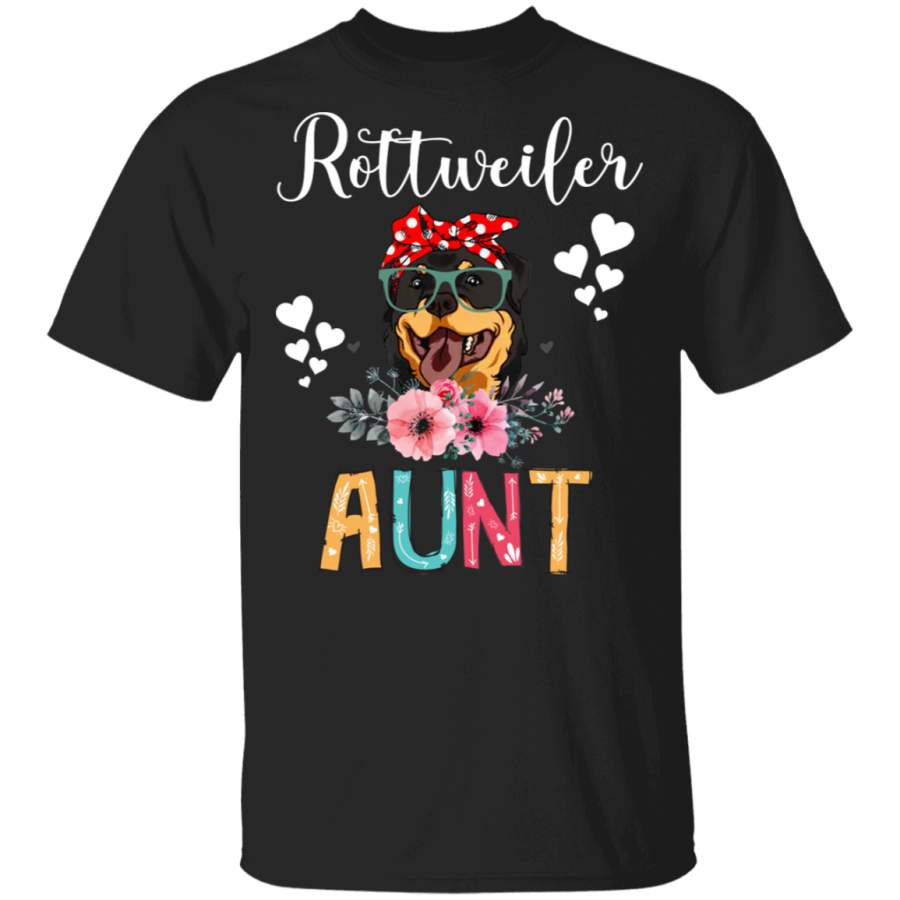 Rottweiler Aunt Puppy Mom Dog Aunt Lover Floral T-Shirt