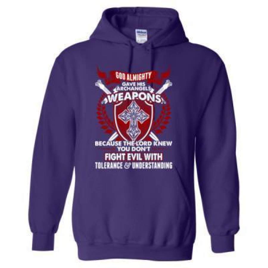 AGR God Almighty Gave His Archangels Weapons Dont Fight Evil With Tolerance – Heavy Blend™ Hooded Sweatshirt