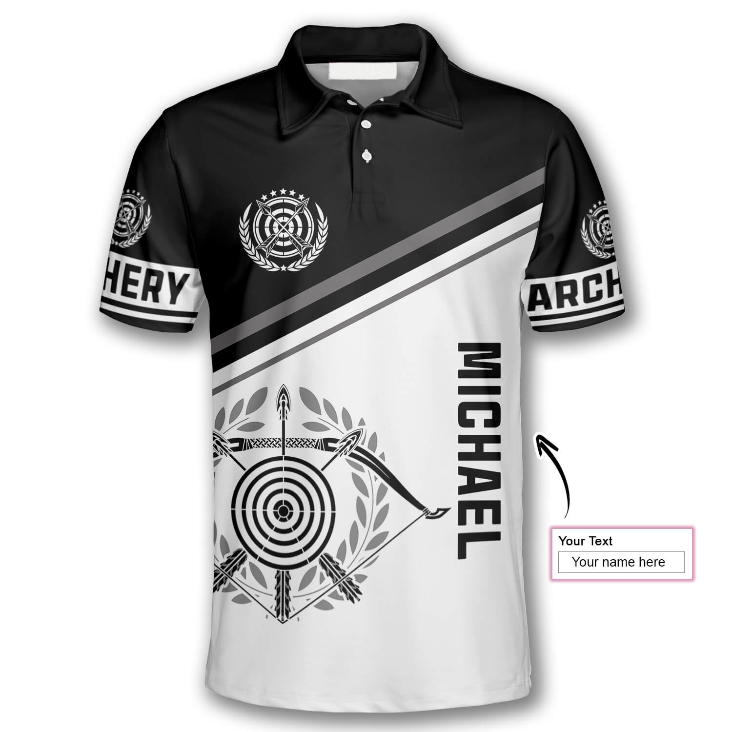 Archery Emblem Black White Version Custom Archery Shirts For Men, Best Gift For Archery Lover