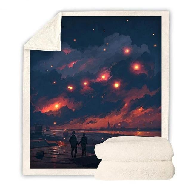 Lit Up Sky Sunset Walk Blanket Quilt