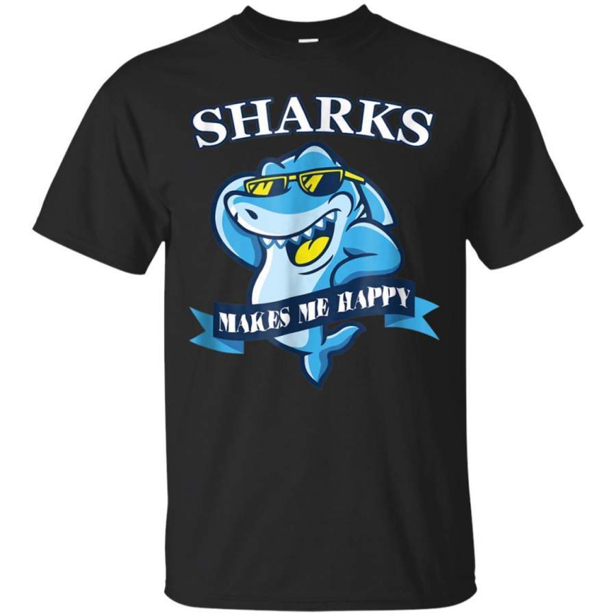 AGR Sharks Makes Me Happy Cool Shark Tshirt Jaq T-shirt