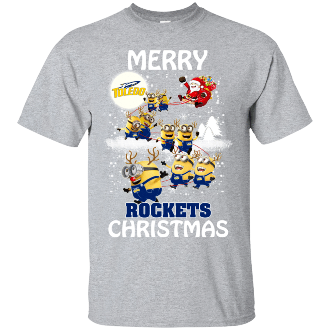 Check out this awesome Toledo Rockets Ugly Christmas Sweaters Minions Santa Claus Merry Christmas Ultra Cotton T-Shirt