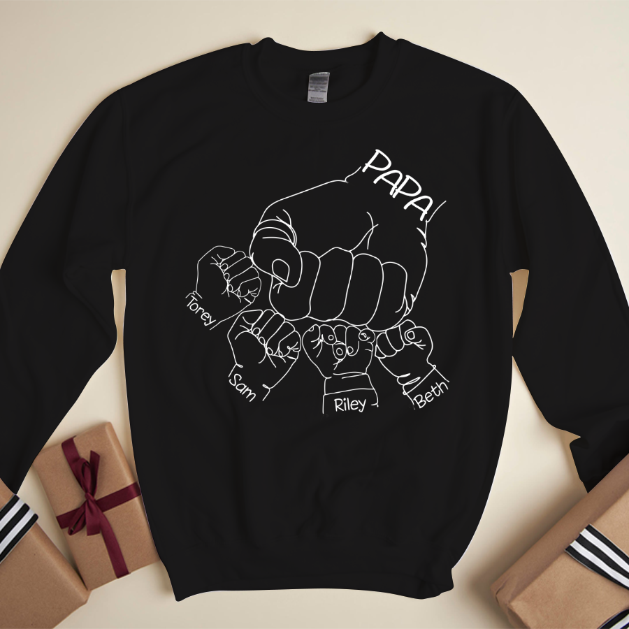 Personalized Papa Grankids Hands Sweatshirt