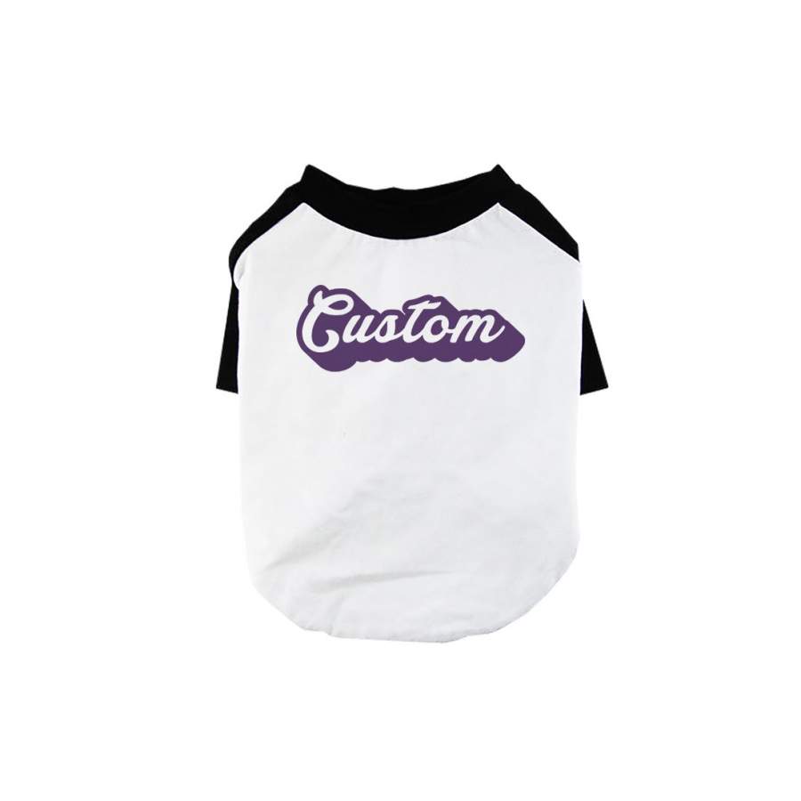 Purple Pop Up Text Pets Personalized Baseball Shirt for Small Dog