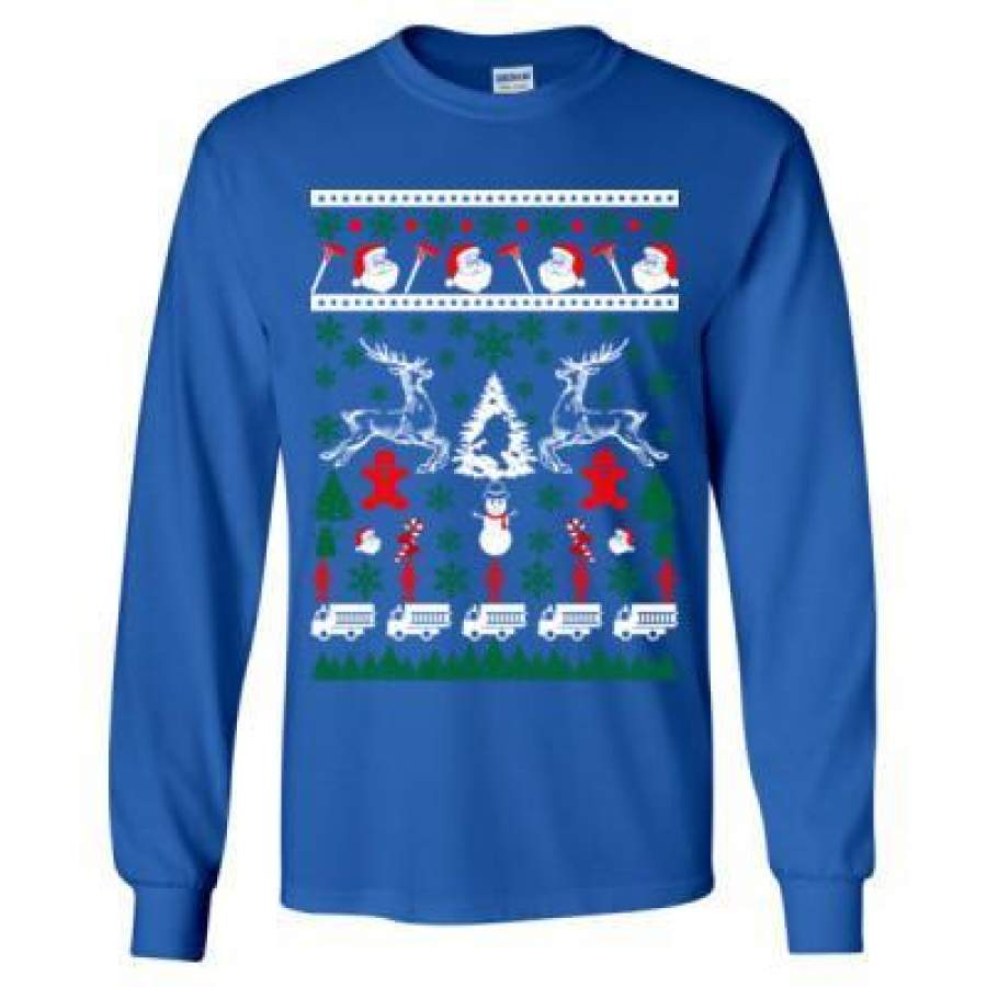 AGR Firefighter Fireman Ugly Christmas Sweater Xmas – Long Sleeve T-Shirt