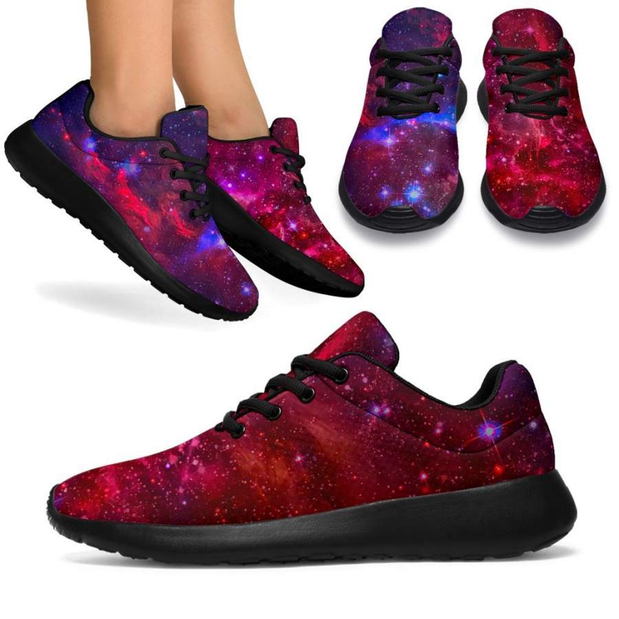 Red Purple Nebula Galaxy Space Print Sport Sneakers