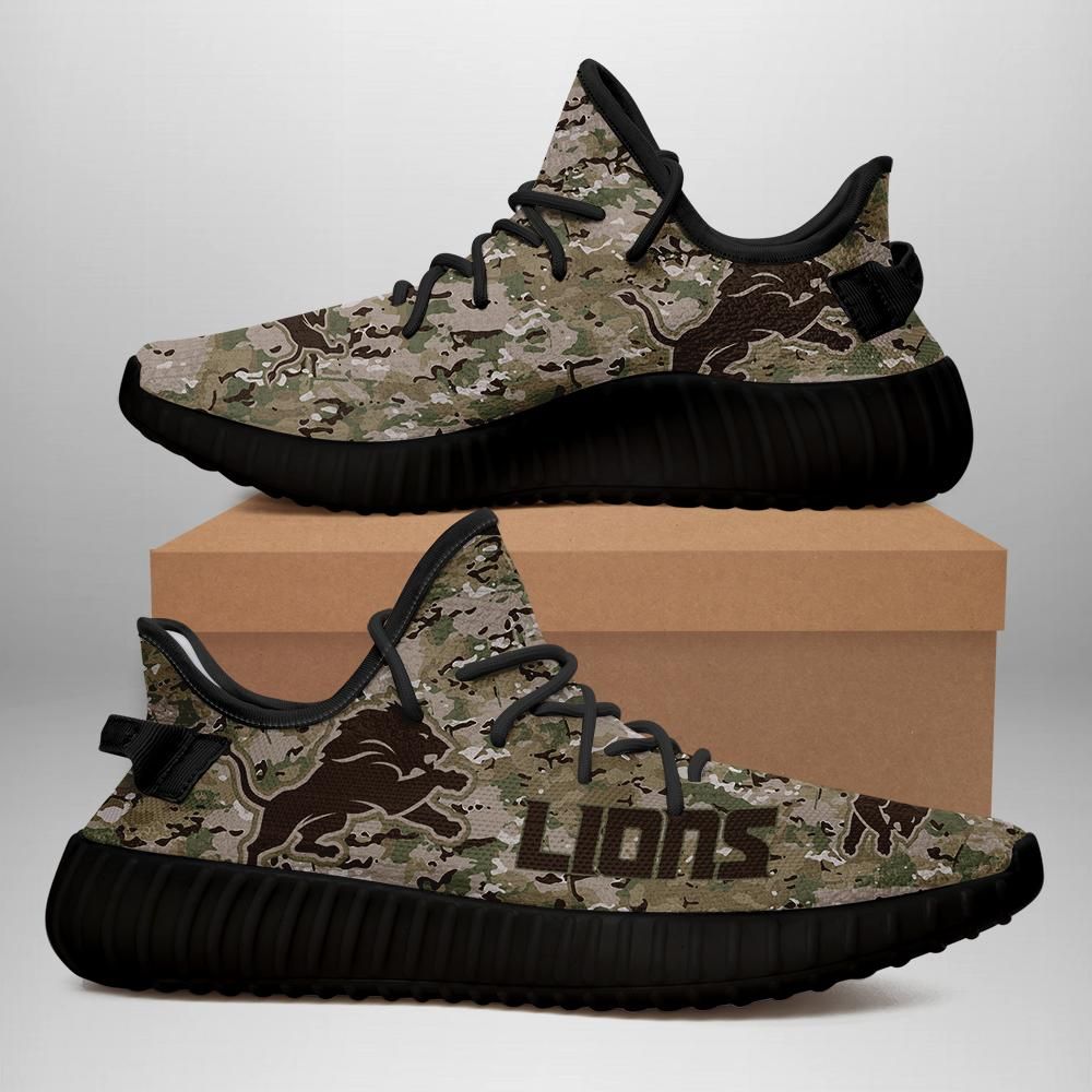 Detroit Lions U.S. Military Camouflage Unisex Sneaker Football Custom Shoes Detroit Lions Yeezy Boost 350