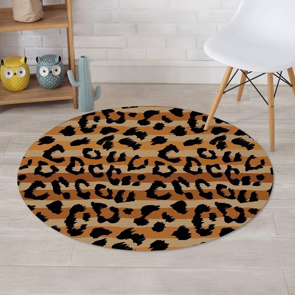 Striped Leopard Round Rug