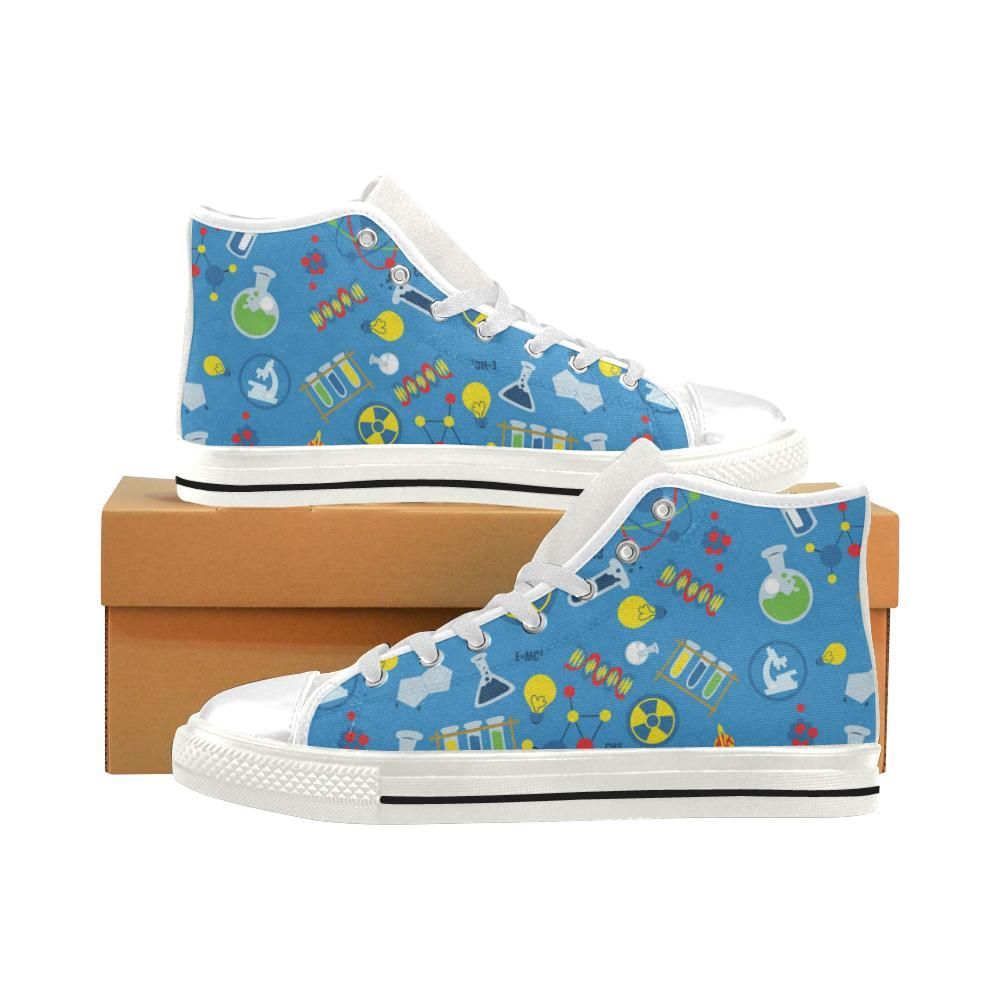 Science White Men Classic High Top Canvas Shoes Design By TeeCowBoy Fashion