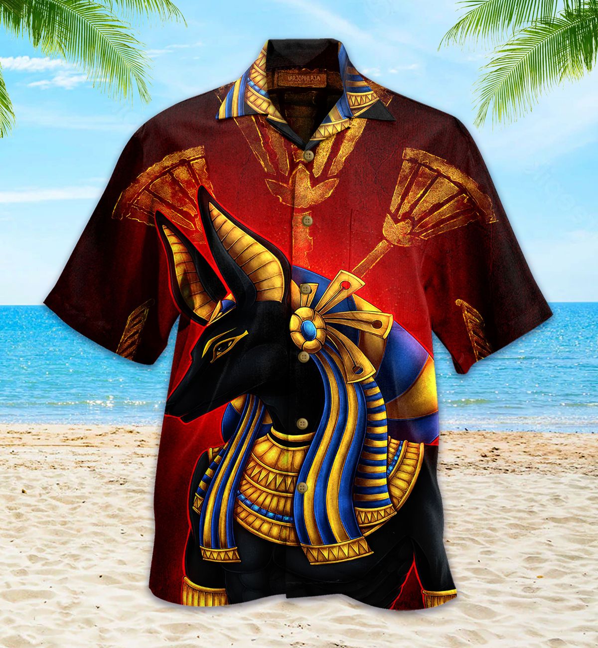 Egypt God Of Afterlife Anubis Red Yellow Hawaii Shirt Ha6249