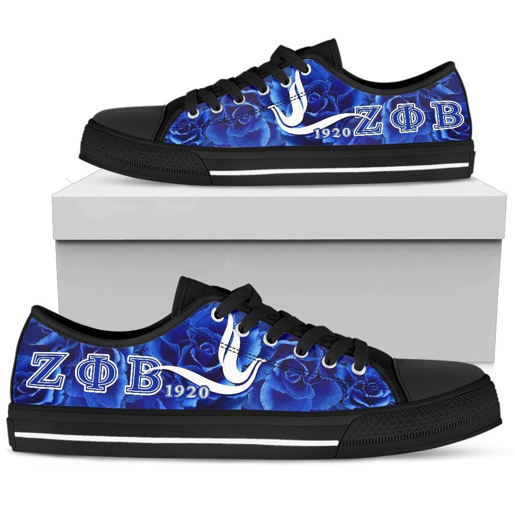 Sorority Footwear – Zeta Phi Beta Blue Rose Low Top Shoes