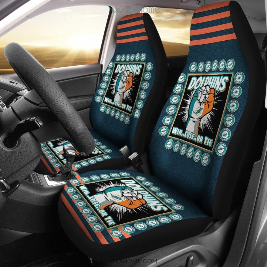 Miami Dolphins Football Car Seat Covers | Miami Dolphins Win Lose Or Tie Bingo Seat Covers