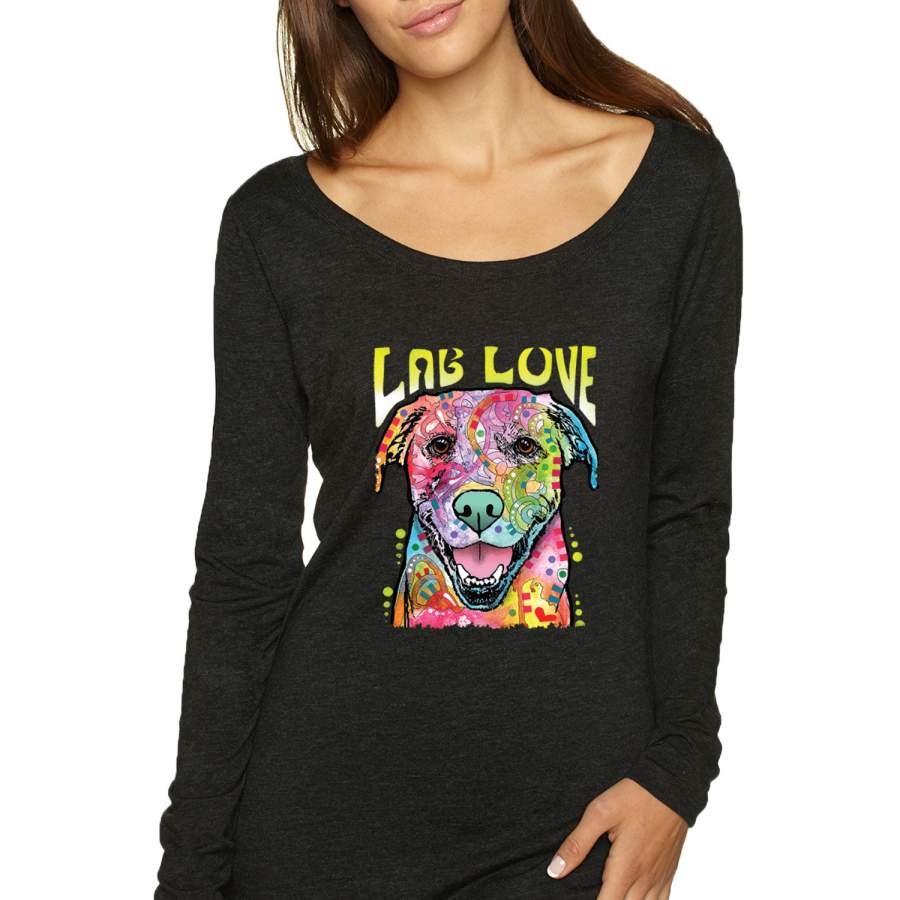 Dean Russo Labrador Love Animal Lover Womens Scoop Long Sleeve Top