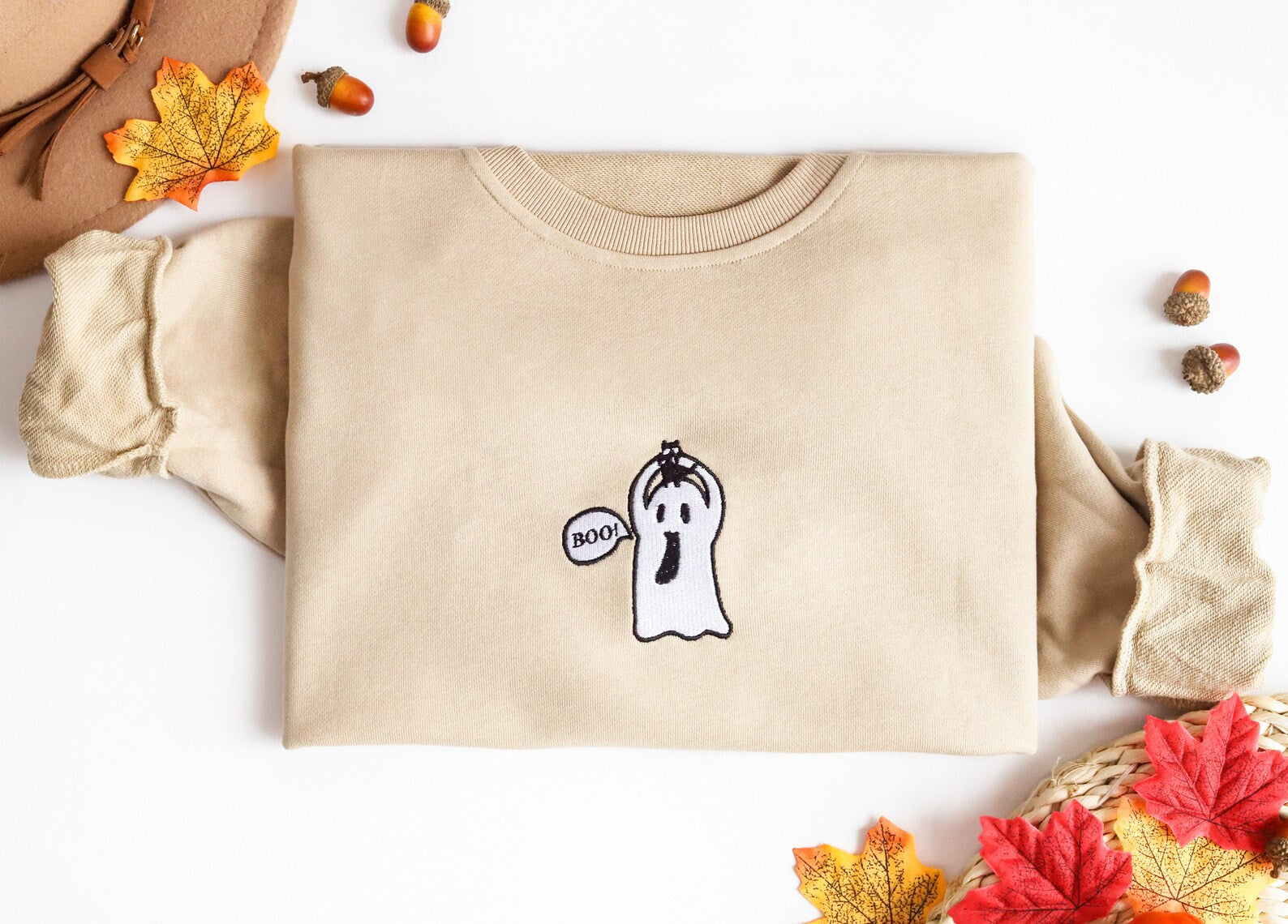 Halloween Ghost Embroidered Sweatshirt 2D Crewneck Sweatshirt All Over Print Sweatshirt For Women Sweatshirt For Men Sws4560