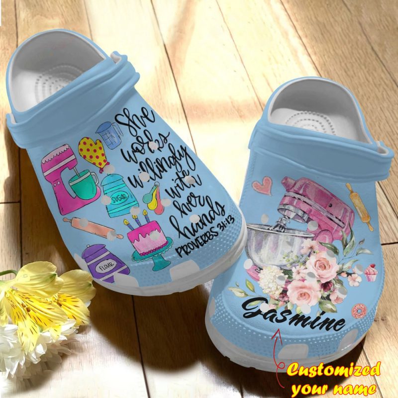 Baking – Personalized Baking She Works Willingly Clog Shoes For Men And Women