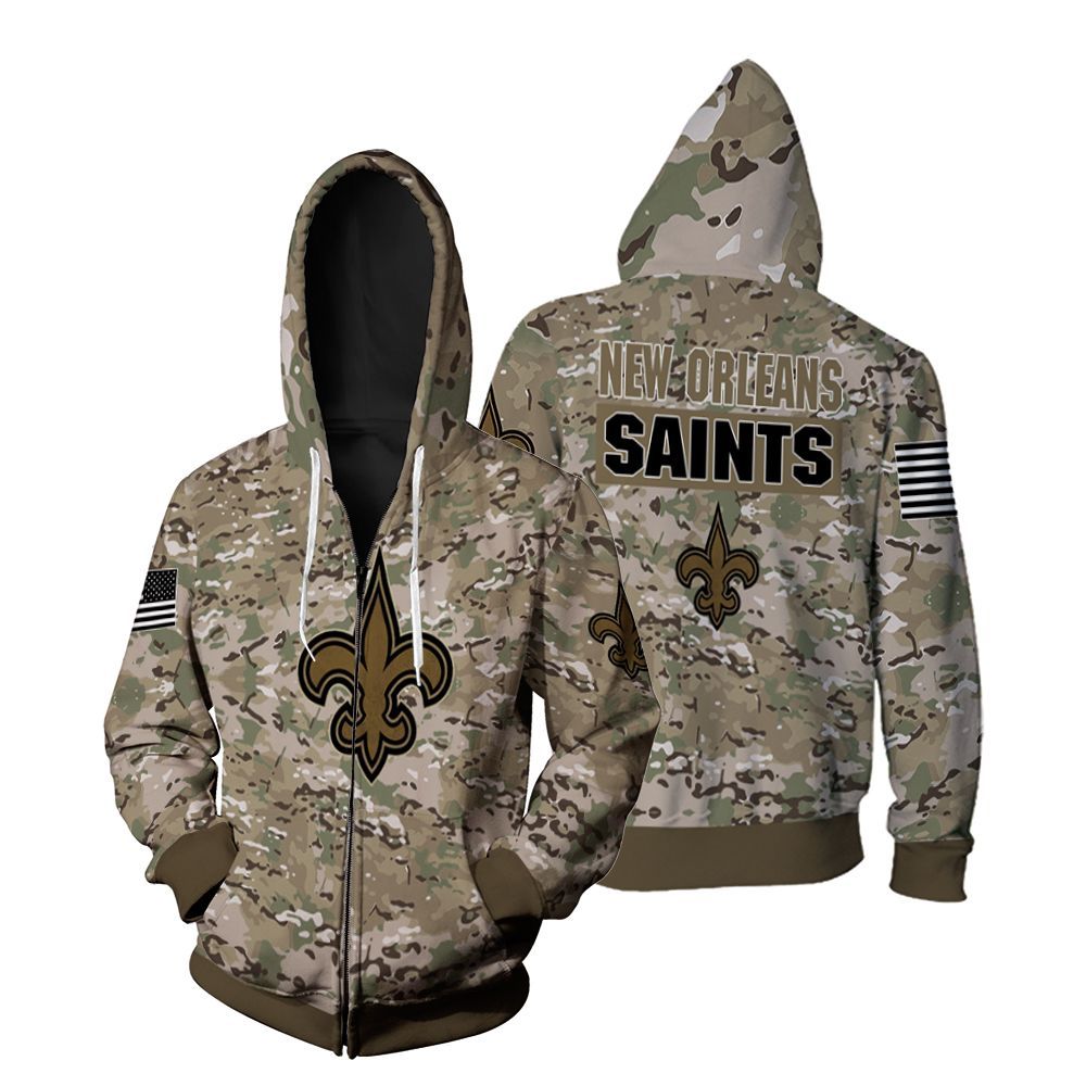 New Orleans Saints Camouflage Veteran 3D All Over print Hoodie, T-shirt, Sweater, Jacket Jersey Zip Hoodie