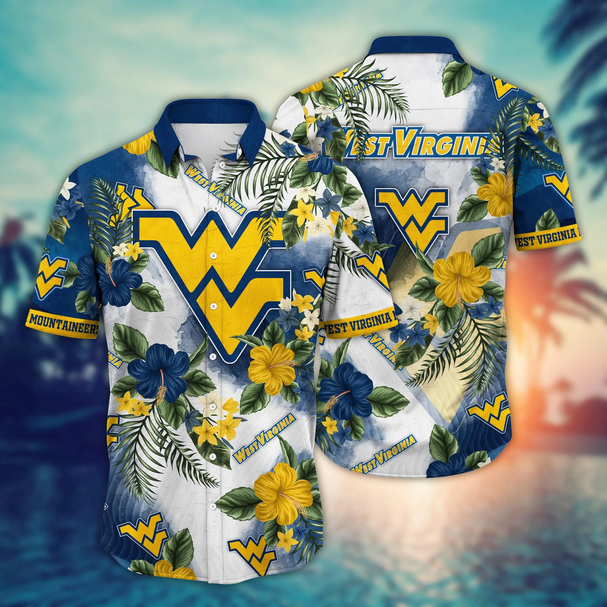 West Virginia Mountaineers NCCA Hawaiian Shirt Starry Nightstime Aloha Shirt