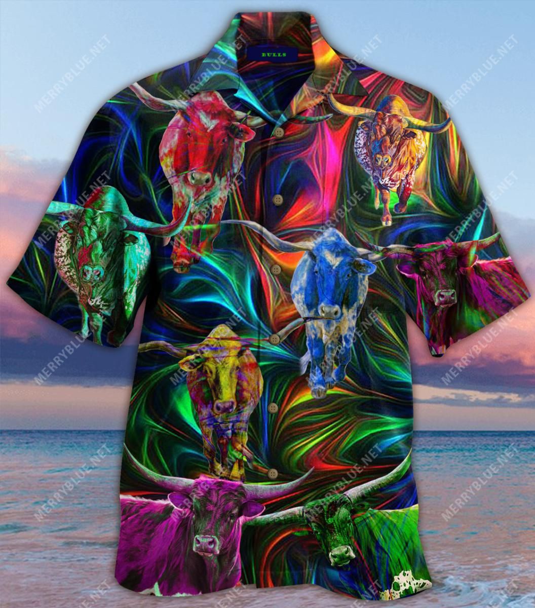 Amazing Long Horn Aloha Hawaiian Shirt Colorful Short Sleeve Summer Beach Casual Shirt For Men And Women