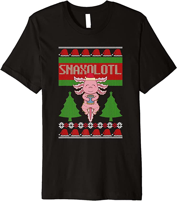 Ugly Christmas Sweater Mexican Snaxolotl Axolotl Holiday PJ Premium T-Shirt