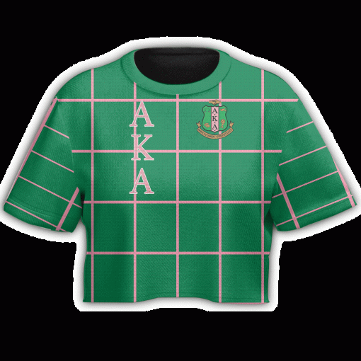 Alpha Kappa Alpha Aka Checked Green Crop Top T Shirt