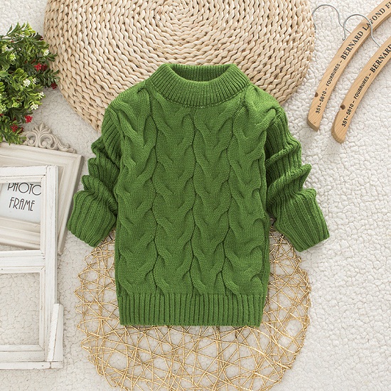 1-8 years boys and girls winter clothes sweater children’s warm top solid color round neck pullover knitted sweater alx