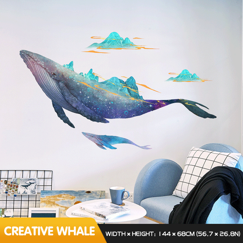 Creative Personality Wall Sticker Big Whale Stickers Bedroom Living Room Sofa Background Wall Decor Room Decoration For Home alx