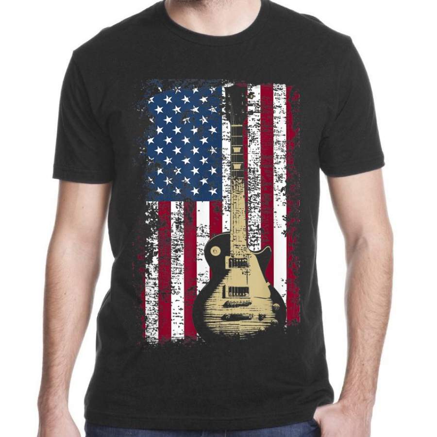 Vintage us flag guitar shirt american flag gift t-shirt – GST