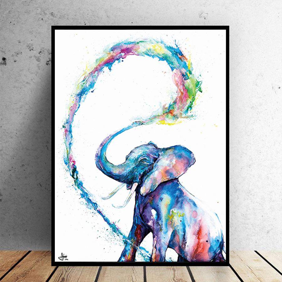 Nordic Poster Watercolor Elephant Wall Art Canvas Painting For Living Room Bedroom Decor