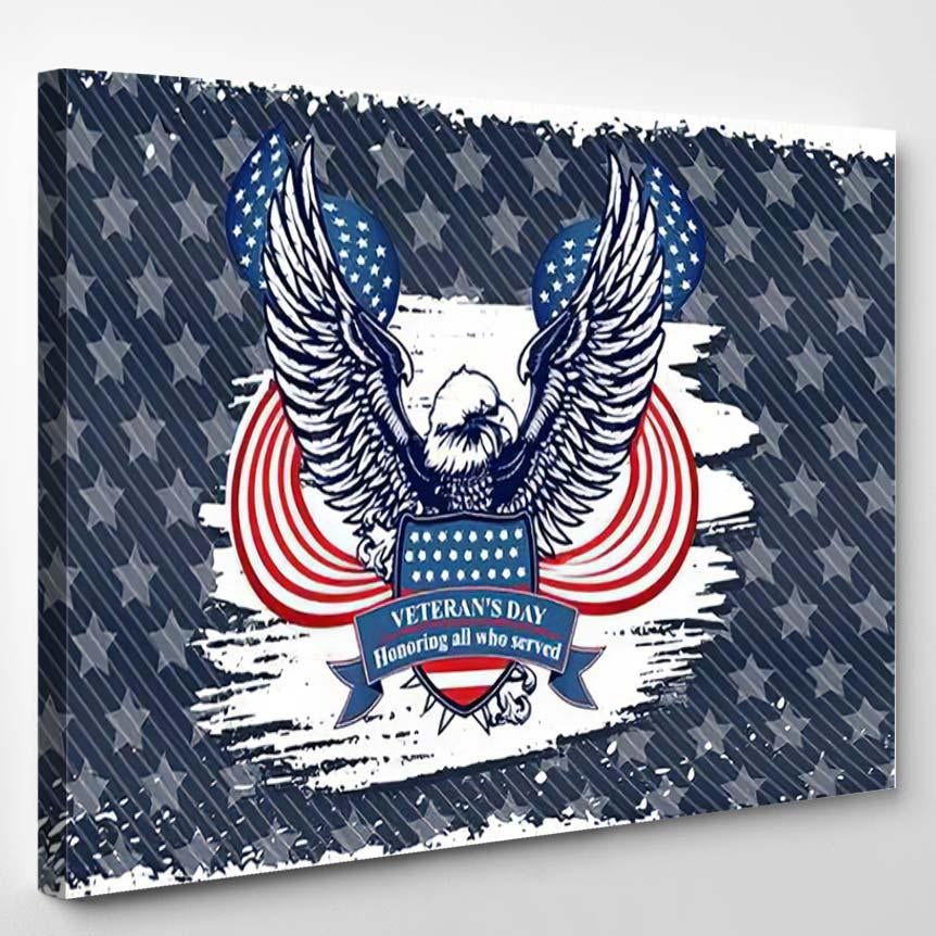 Veterans Day Eagle Emblem American Symbol – Eagle Animals Canvas Print