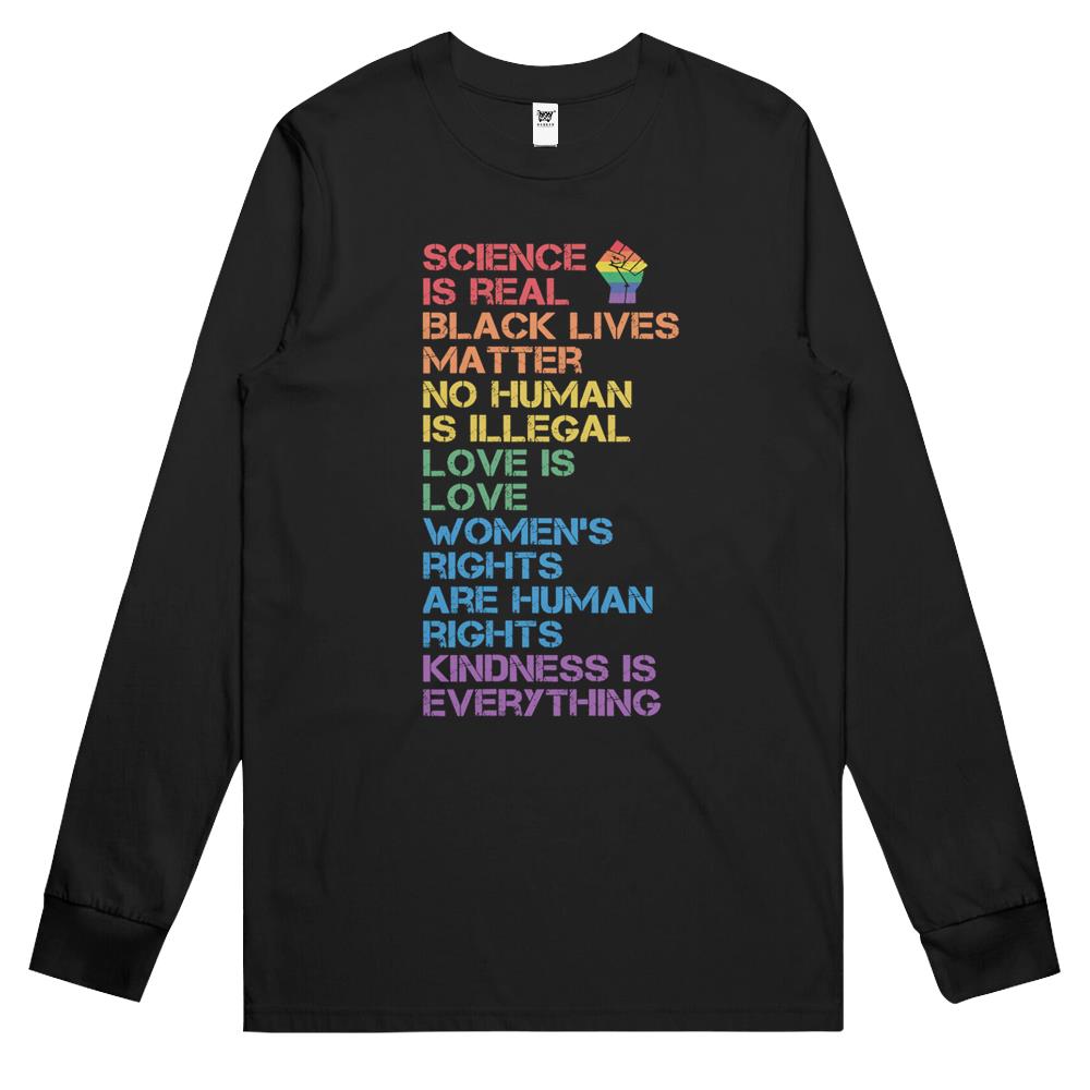 Science Is Real Black Lives Matter Rainbow Lgbt Pride Blm Long Sleeve T Shirts