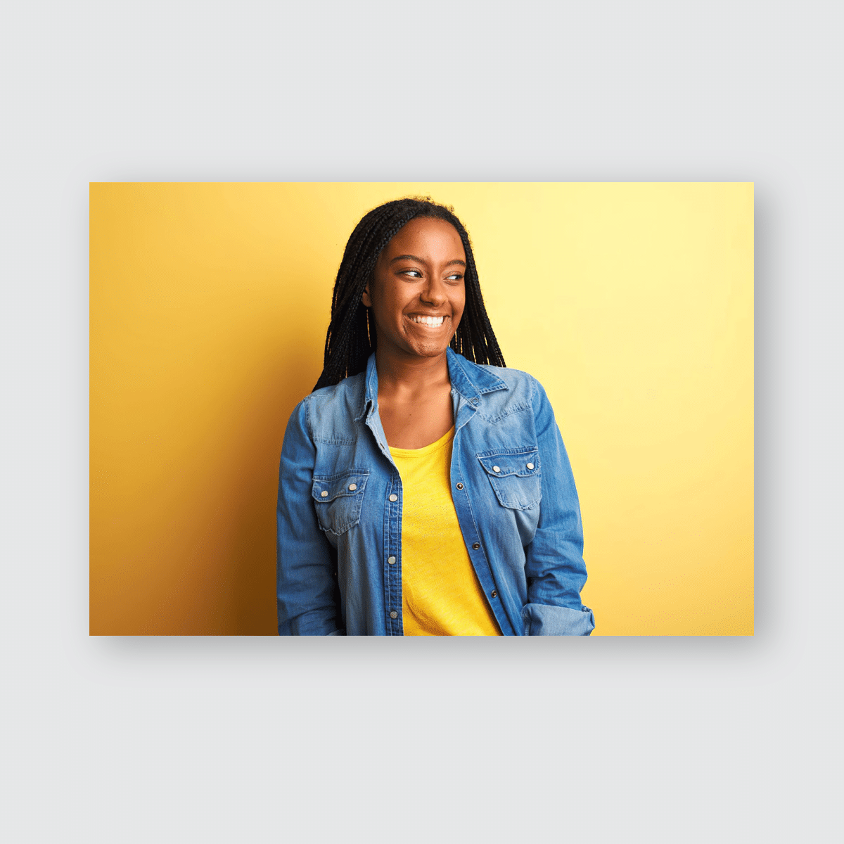 Young African American Woman Wearing Denim Poster, Pillow Case, Tumbler, Sticker, Ornament