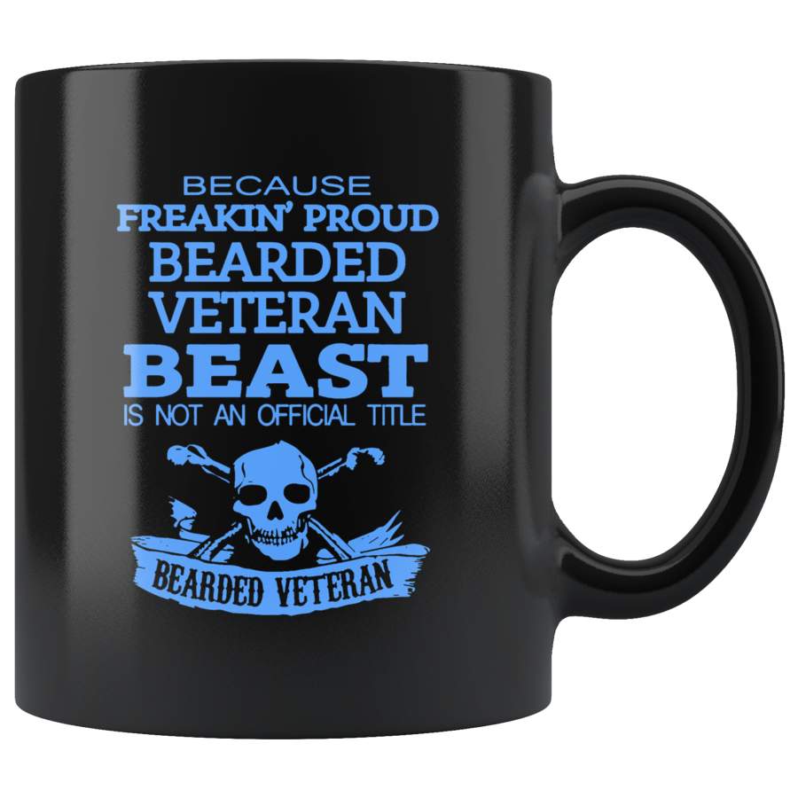 Bearded Veteran Black Ceramic Coffee Mug Quotes Cup Sayings