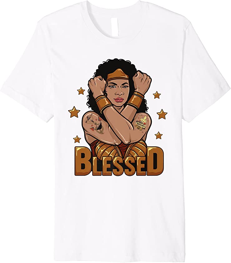 African American Woman Tattoo Melanin Diva Afro Black Pride Premium T-Shirt