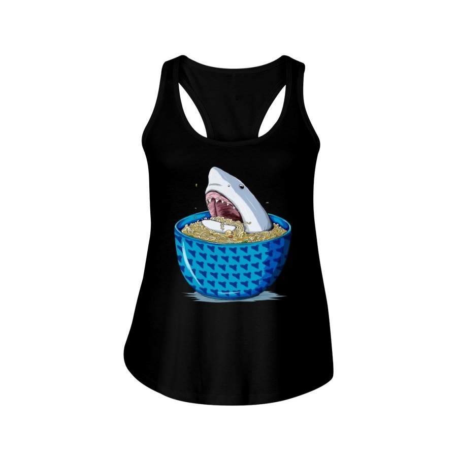 White Shark Ramen Funny Design Ladies Flowy Tank