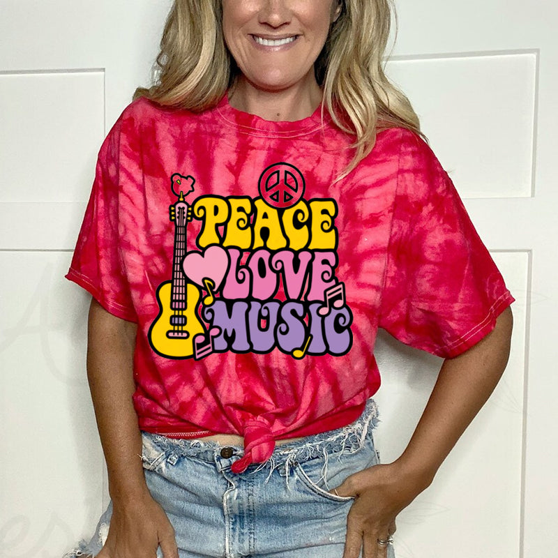 Peace Love Music Tie Dye T-Shirt