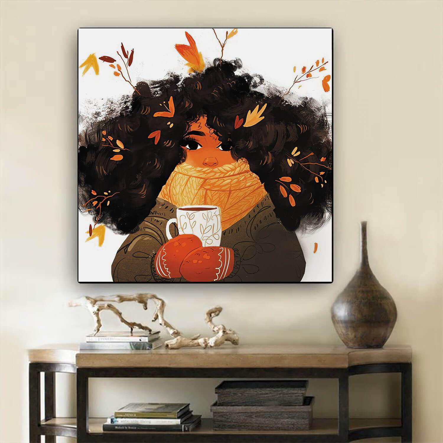 African Canvas Art Beautiful Melanin Poppin Girl Abstract African Wall Art Afrocentric Home Decor Ideas BPS68479