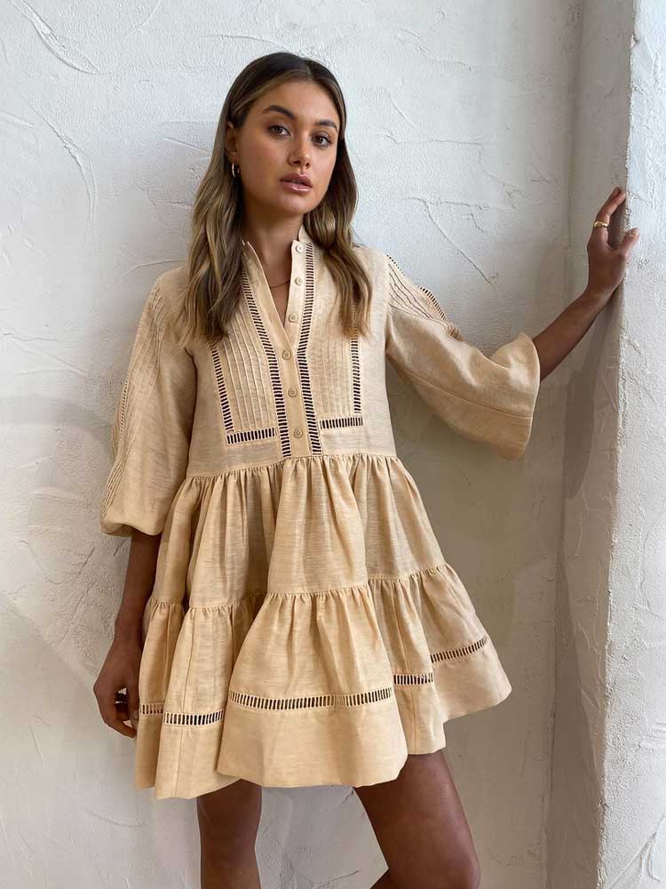 BOHO INSPIRED TIERED pleating women DRESS long sleeve spring autumn dress fashion ladies dress pockets mini sexy dress women alx