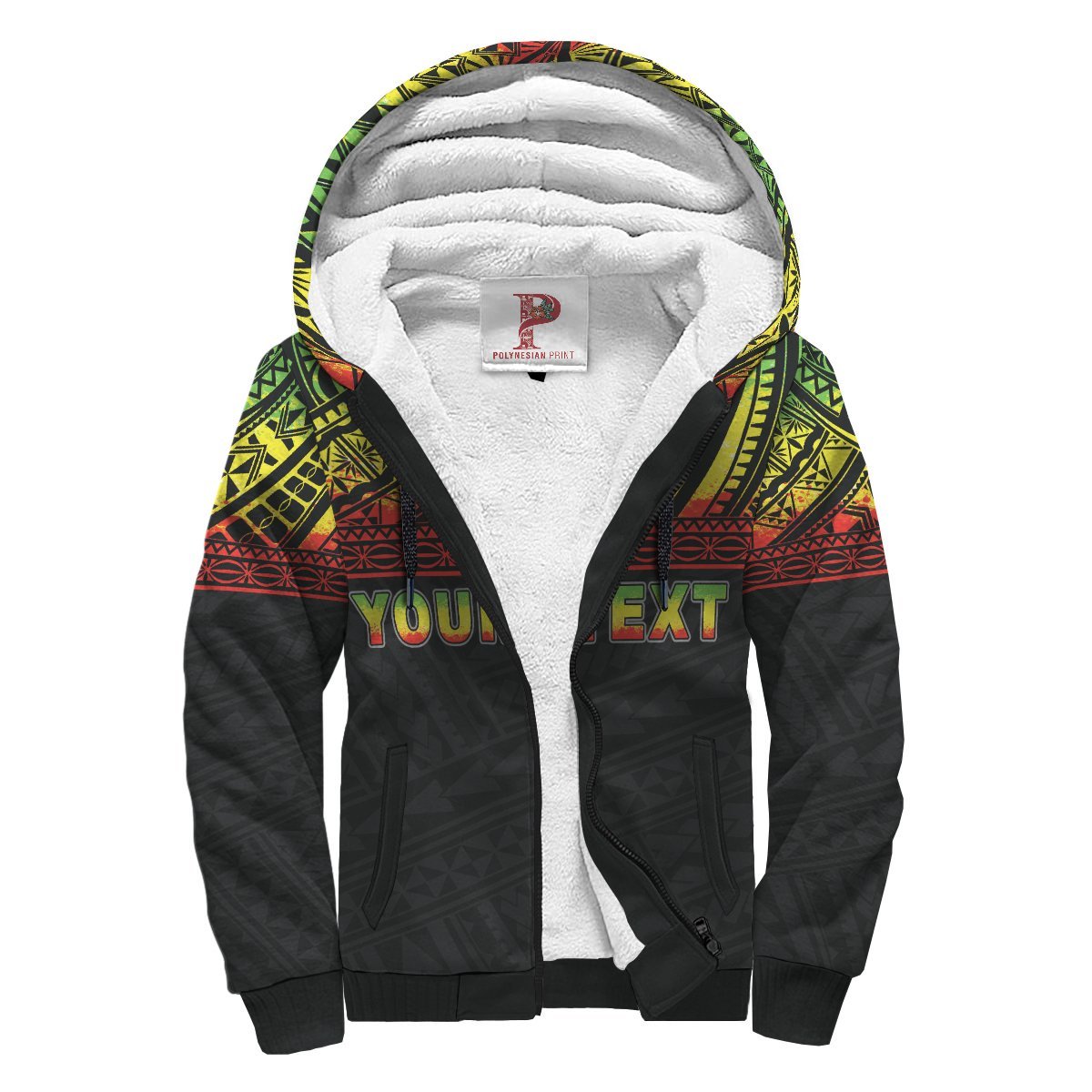 Tonga Polynesian Personalised Custom Sherpa Hoodie – Reggae Horizontal – BN12