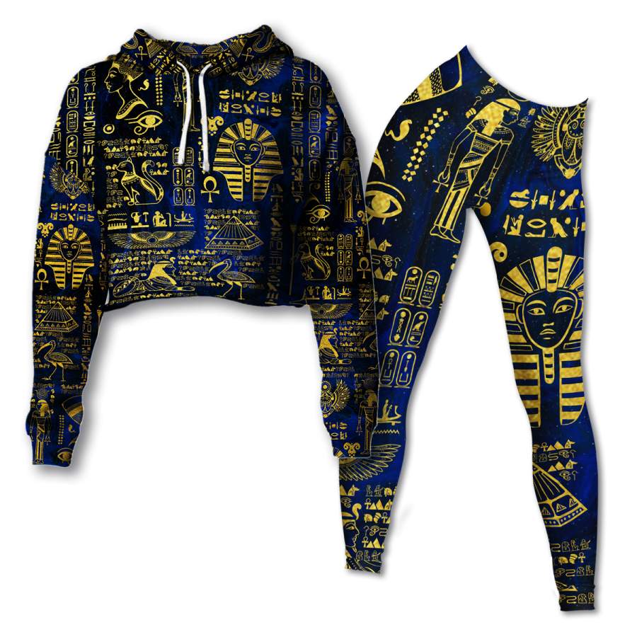 Egyptian Blue Cropped Hoodie & Leggings Set