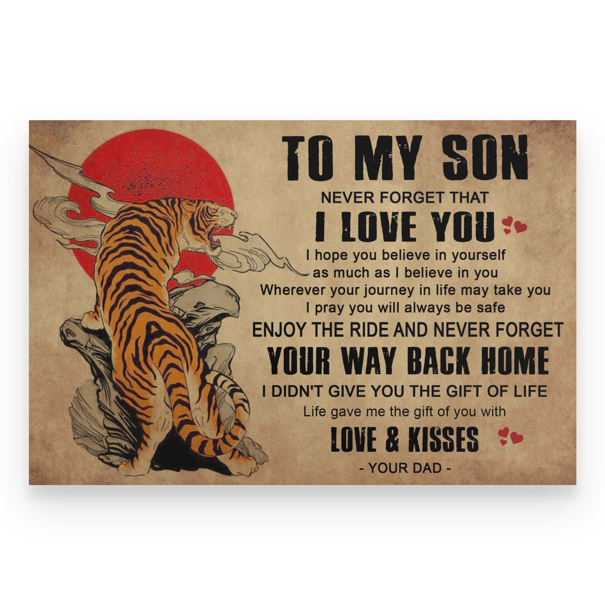 To My Son Tiger Never Forget That I Love You Landscape Poster & Canvas Gift For Son Home Decor Wall Art Visual Art