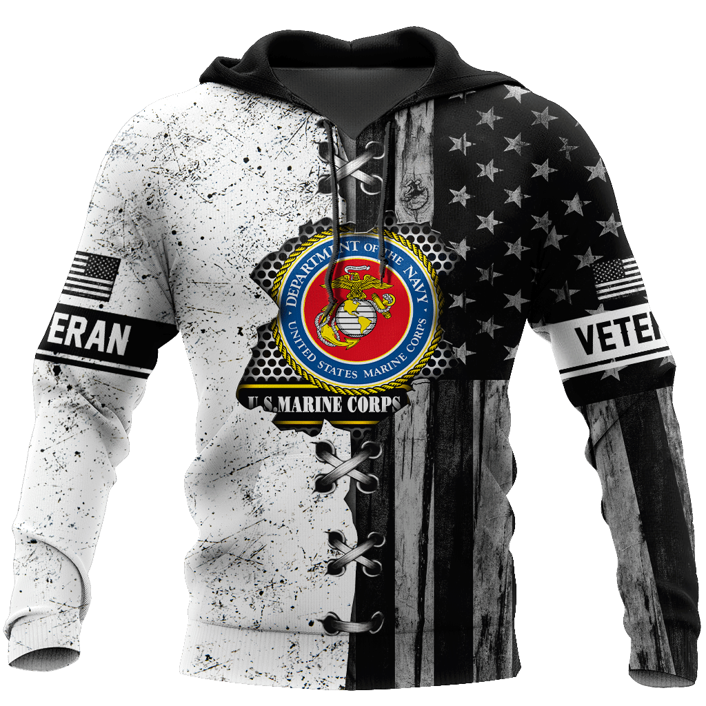 Veteran Us Marine Corps In My Heart 3D Hoodie For Men Women For Men And Women Bw