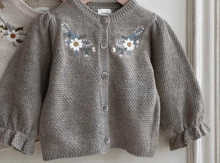 2022 Autumn Winter New Baby Knitting Cardigan Flower Sweater Kid Girl Long Sleeve Cotton Tops Child Boy Casual Jacket Clothing alx