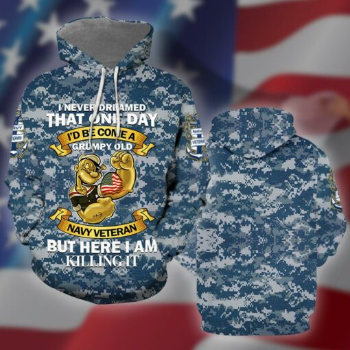 Us Navy Grumpy Old Veteran 3D All Over Print Shirts For Men & Women, Happy Veteran Memorial 3D Shirts, Veteran Day